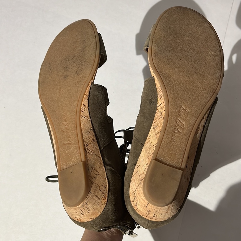 Sam Edleman Dian Gladiator low wedge lace up Olive Green Sandals sz 9 shoes - Picture 7 of 8